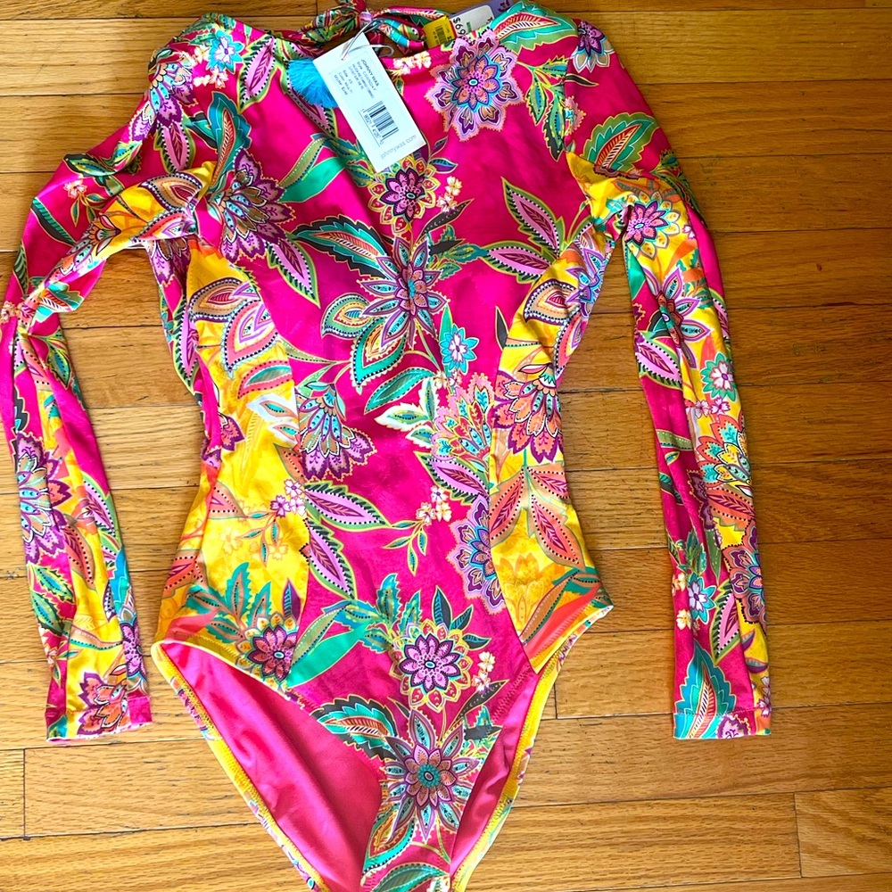 Johnny Was NWT FLAMINGO MIX CUT-OUT SURF ONE PIECE XS Swimsuit